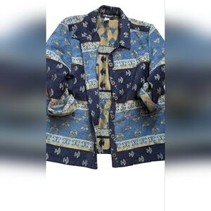 Sag Harbor Blue and Gold Textured Shirt